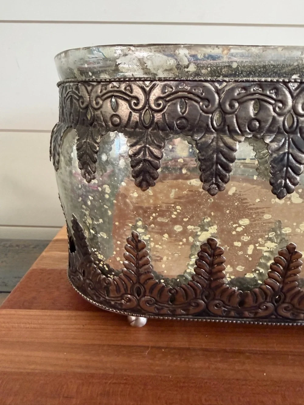 Pottery Barn Madeline Filigree Mercury Glass Vase Centerpiece 16 inch